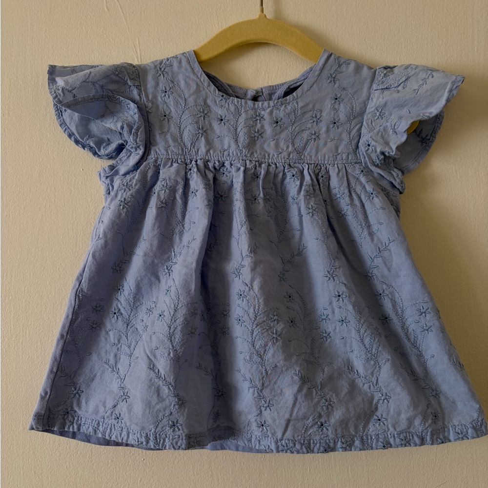 Blue Flutter Sleeve Top